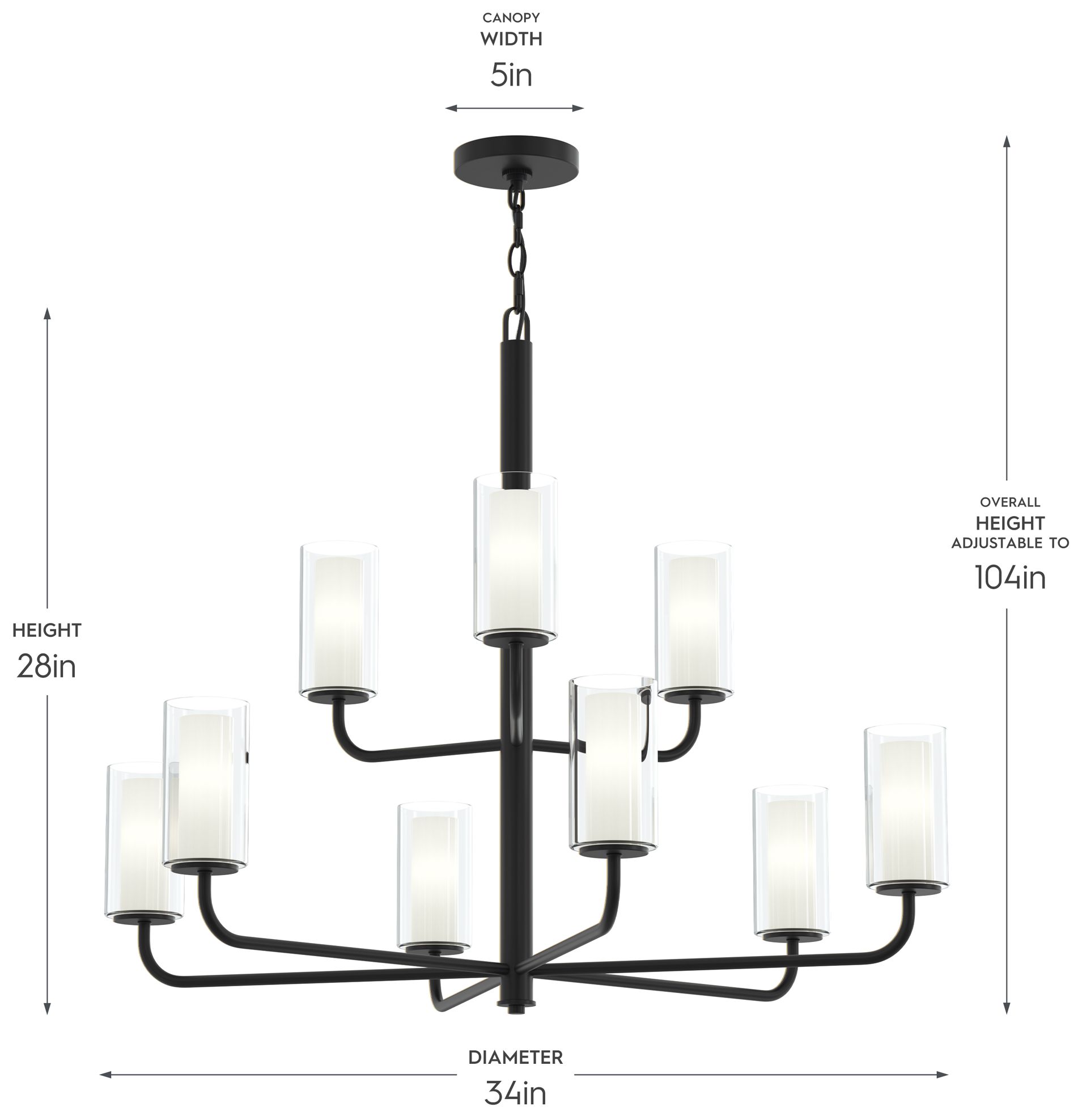 Image 6 Mack Nine-Light Two-Tier Chandelier with Layered Glass Shades more views