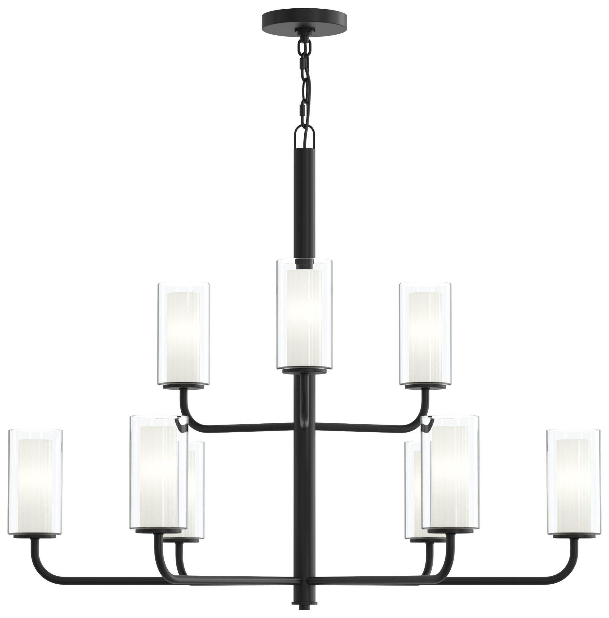 Mack Nine-Light Two-Tier Chandelier with Layered Glass Shades