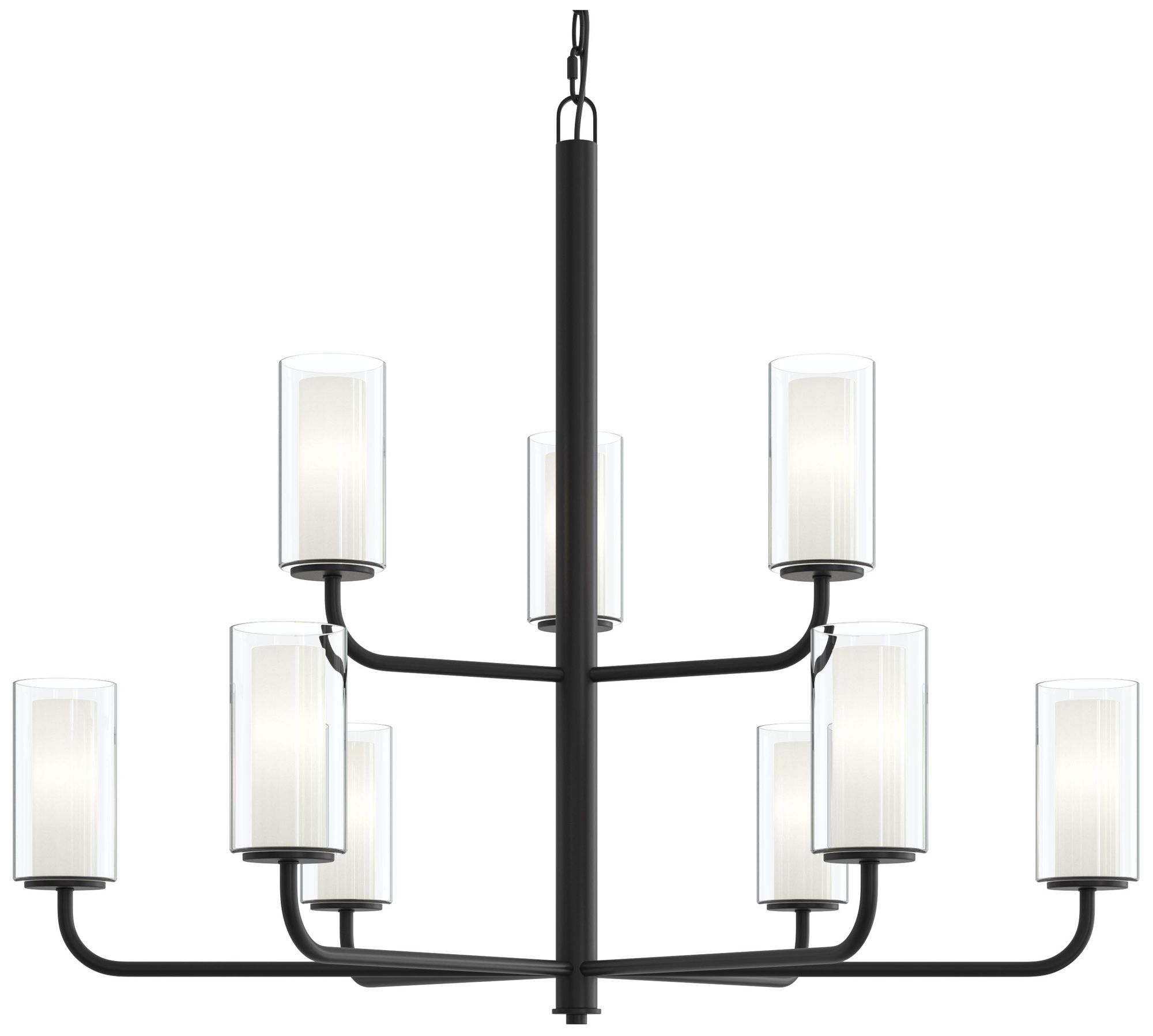 Mack Nine-Light Two-Tier Chandelier with Layered Glass Shades