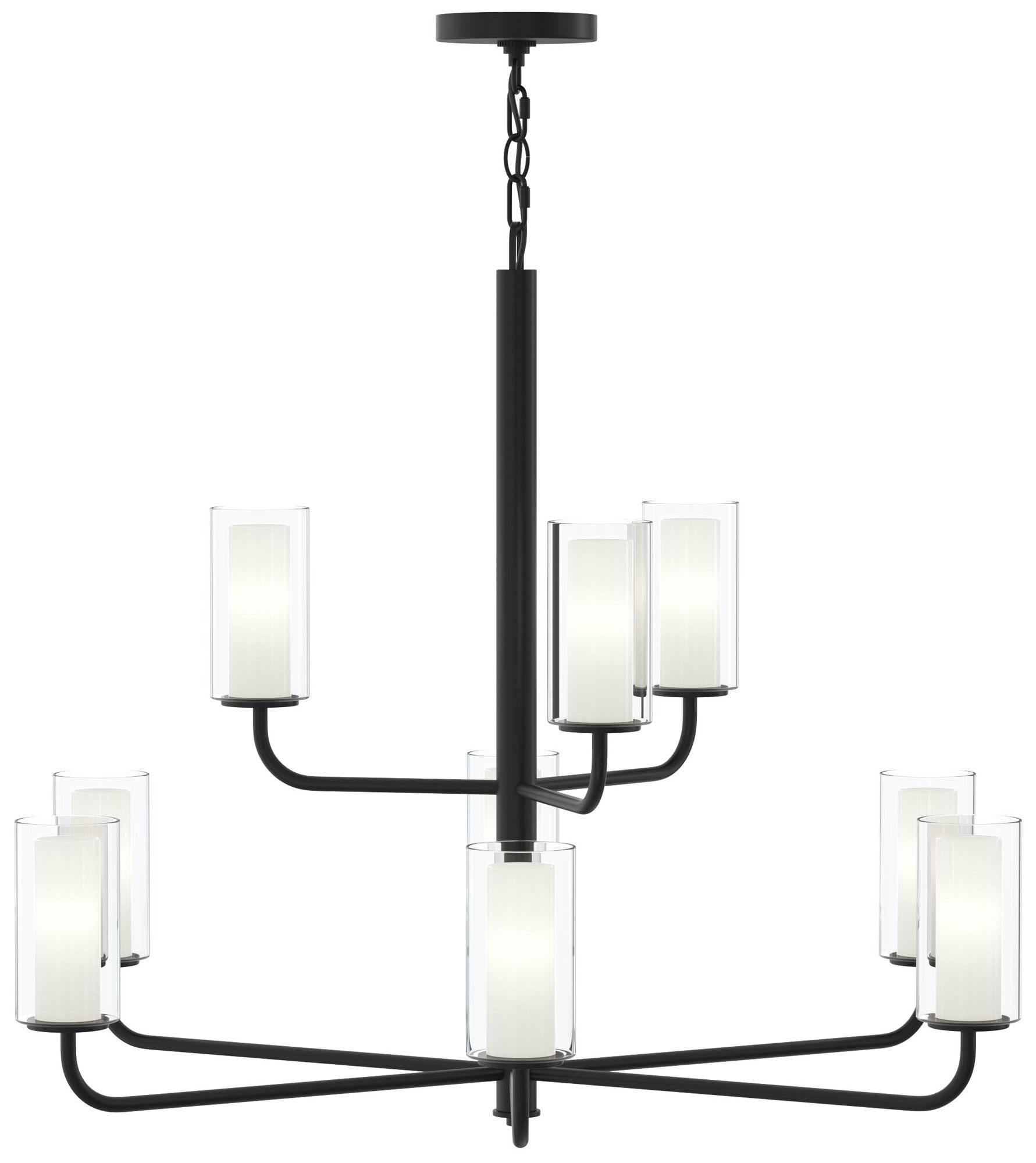 Mack Nine-Light Two-Tier Chandelier with Layered Glass Shades