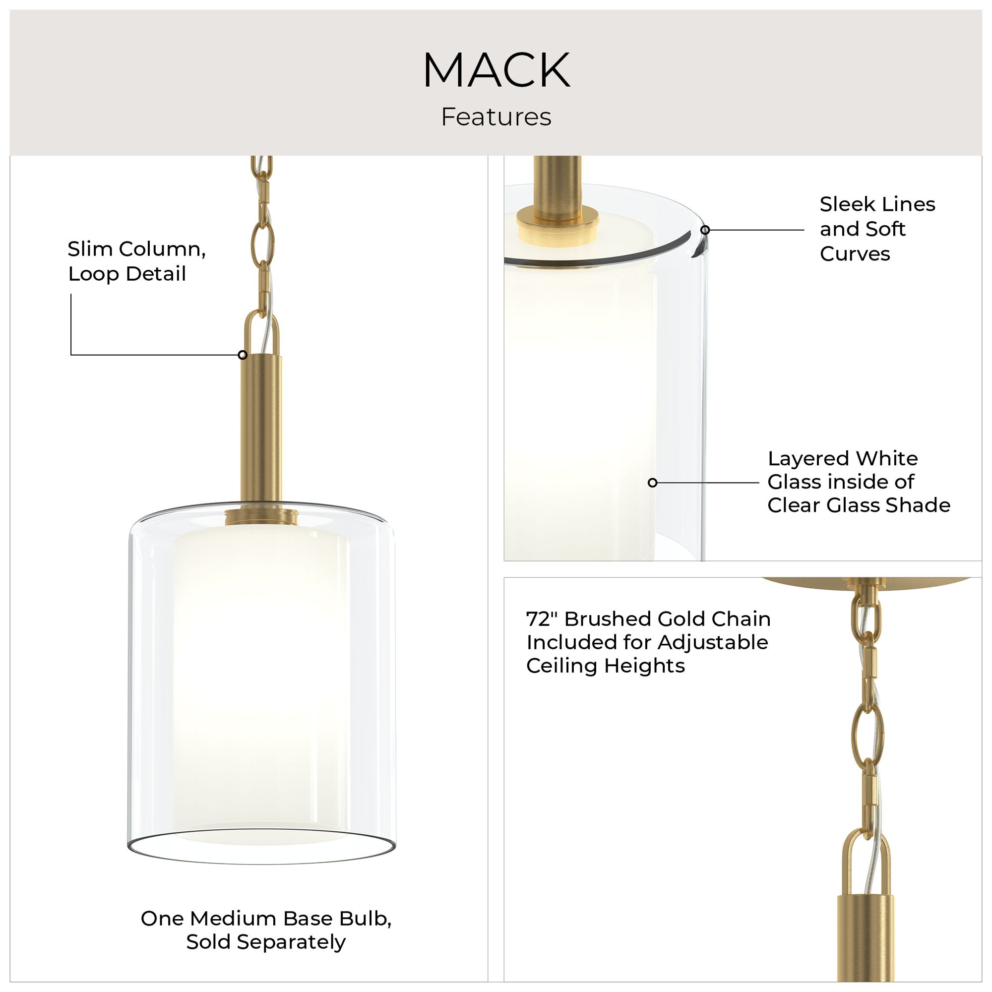 Mack One-Light Pendant with Layered Glass Shade