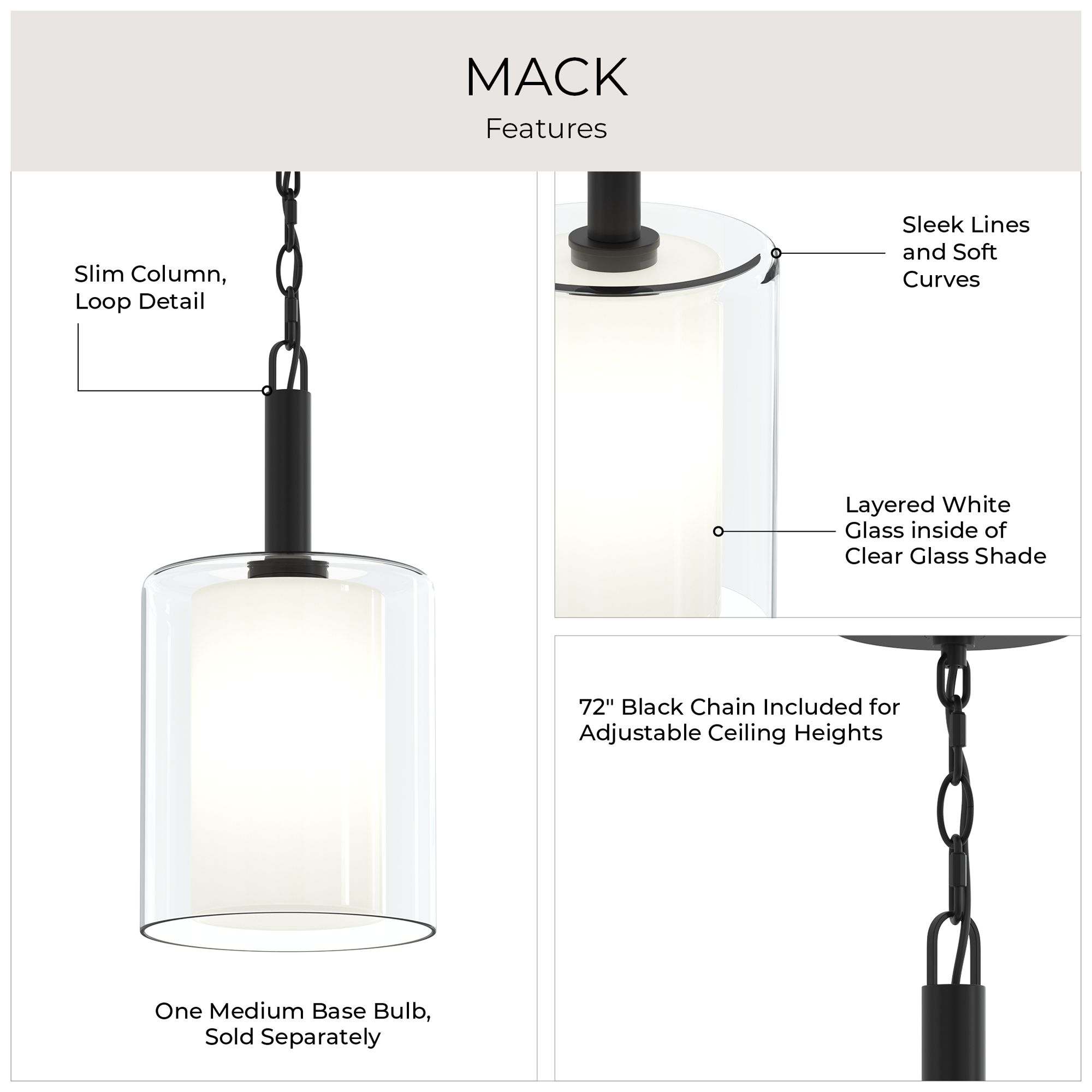 Mack One-Light Pendant with Layered Glass Shade