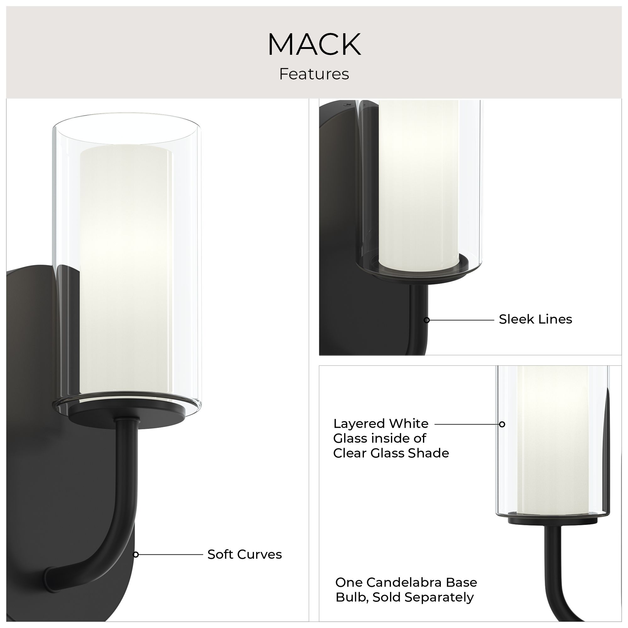 Mack One-Light Wall Sconce with Layered Glass Shade