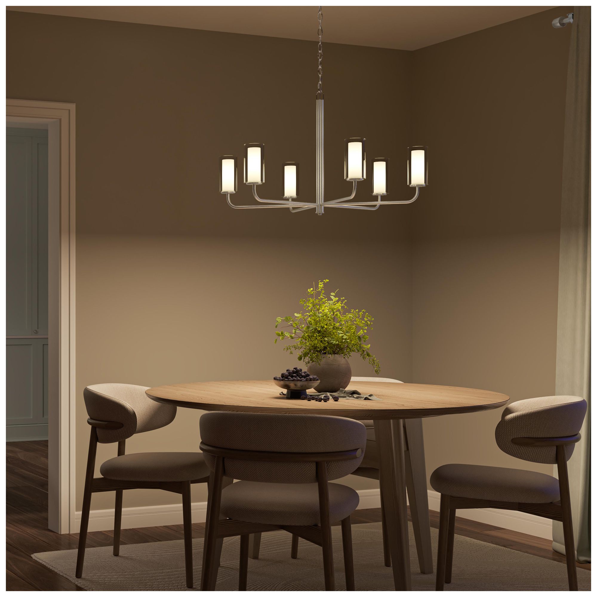 Image 5 Mack Six-Light Chandelier with Layered Glass Shades more views
