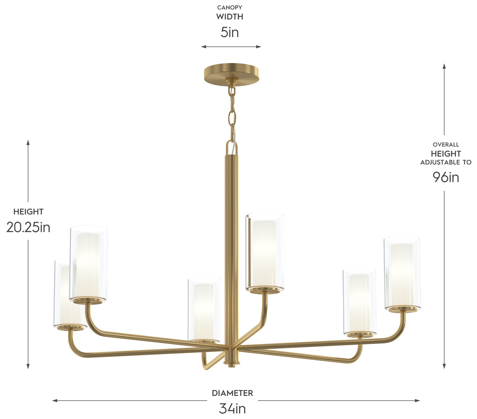 Image 6 Mack Six-Light Chandelier with Layered Glass Shades more views
