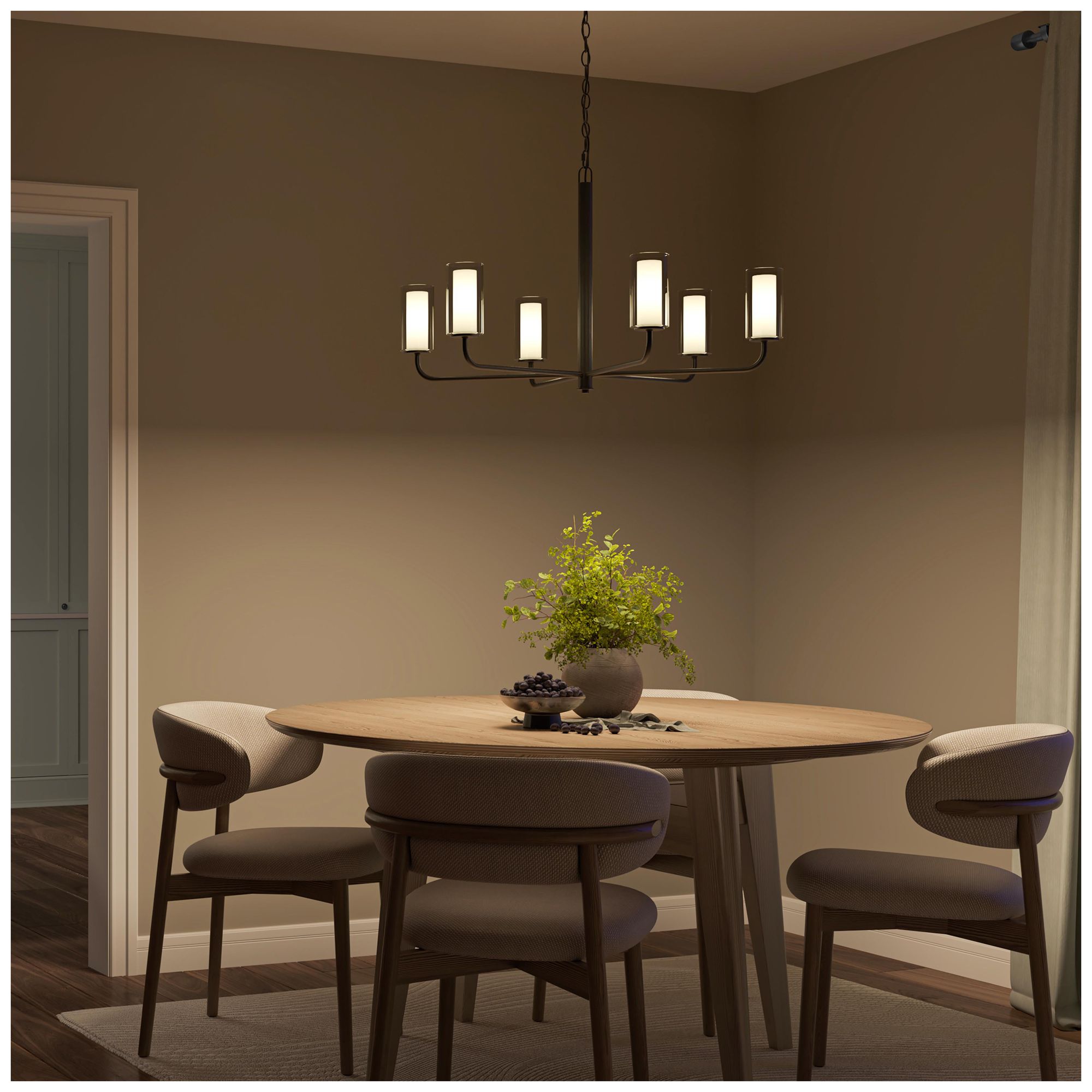 Image 5 Mack Six-Light Chandelier with Layered Glass Shades more views