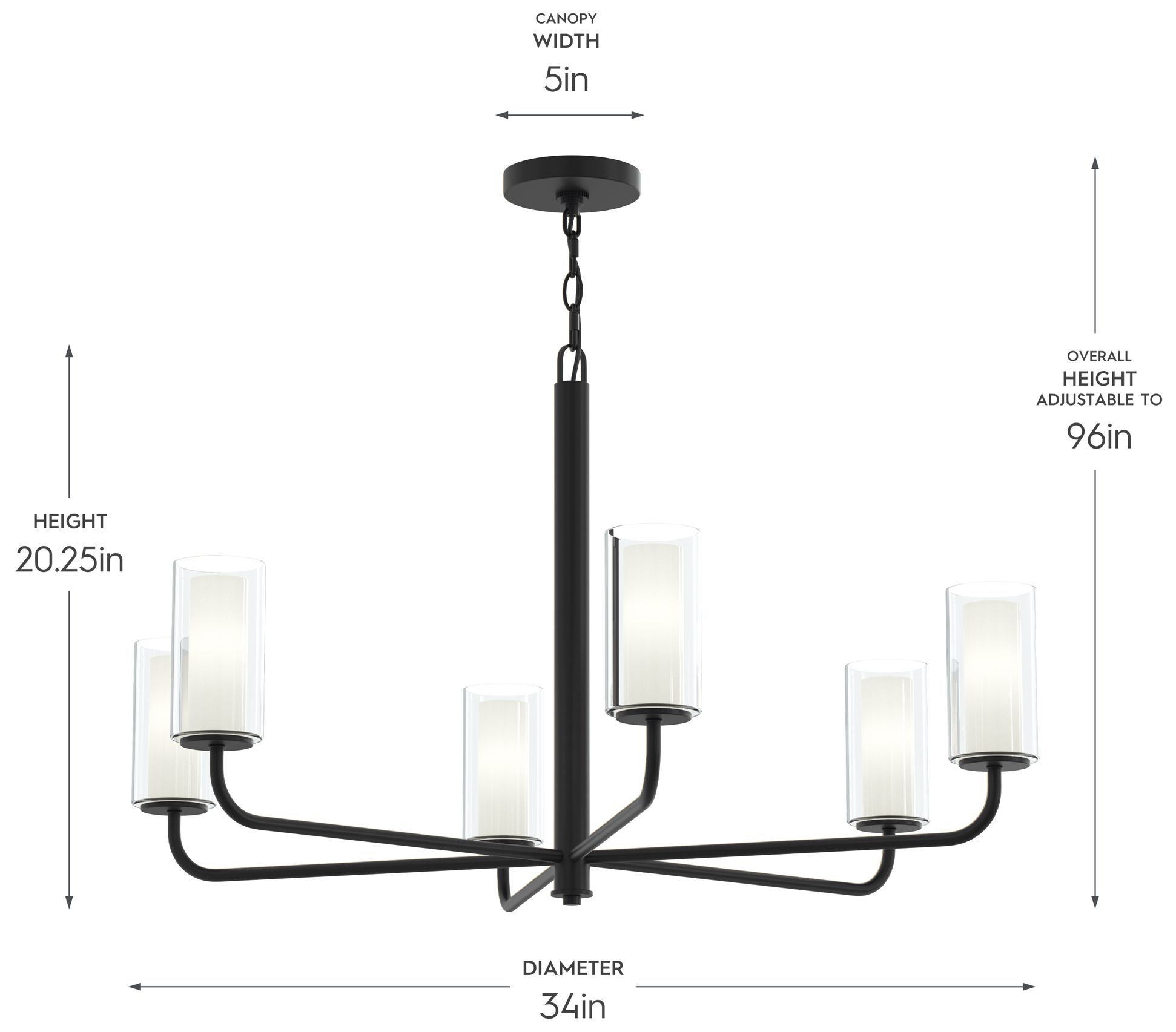 Image 6 Mack Six-Light Chandelier with Layered Glass Shades more views