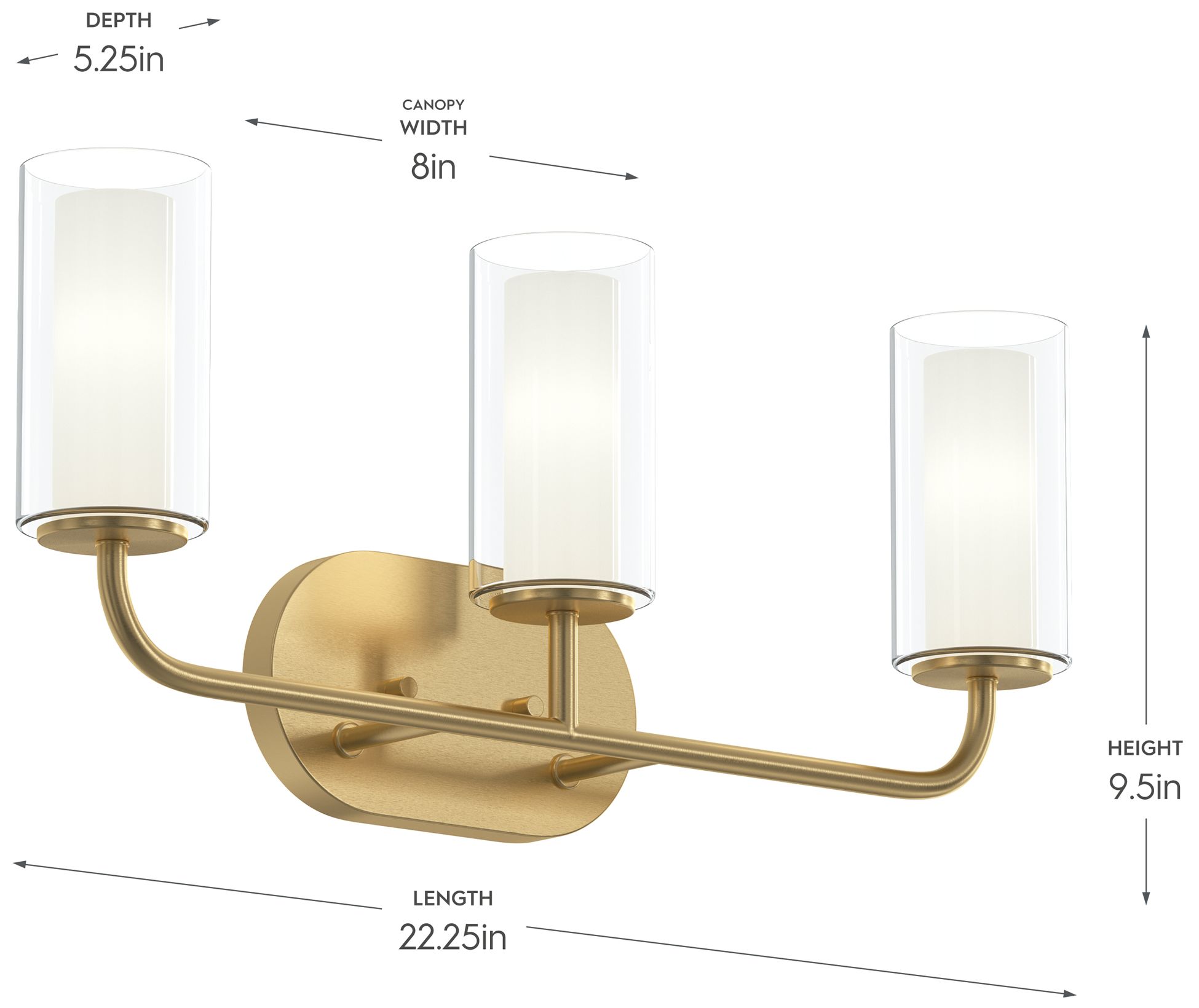 Image 6 Mack Three-Light Vanity Light with Layered Glass Shades more views