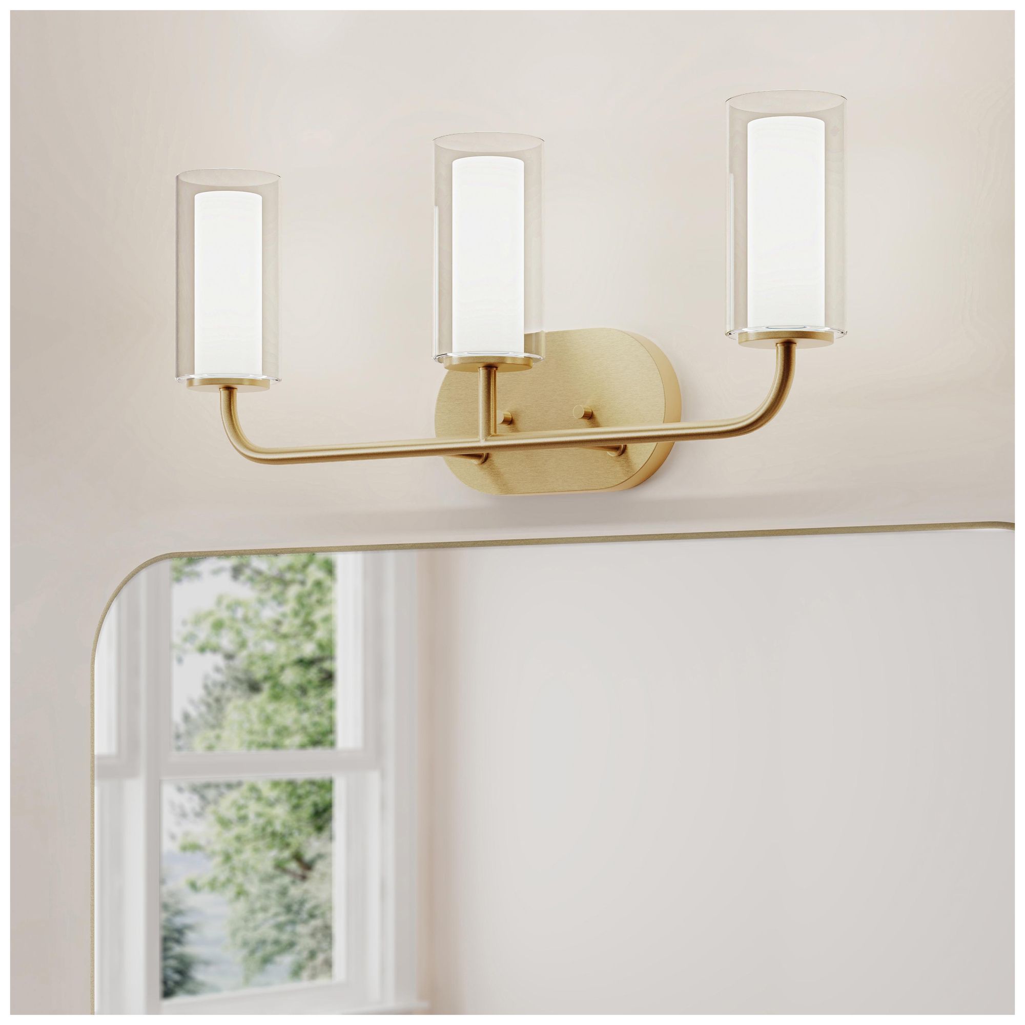 Mack Three-Light Vanity Light with Layered Glass Shades