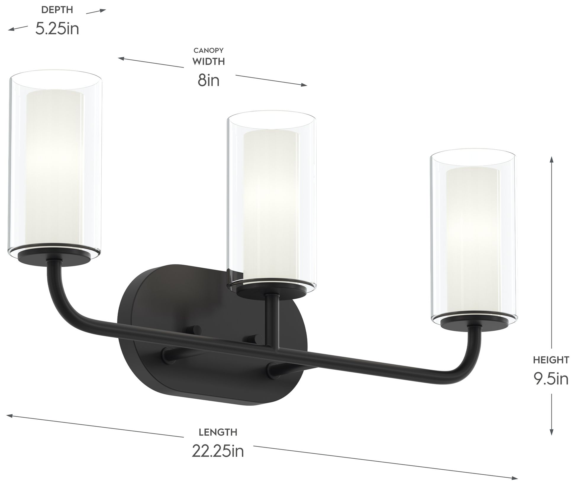 Image 6 Mack Three-Light Vanity Light with Layered Glass Shades more views
