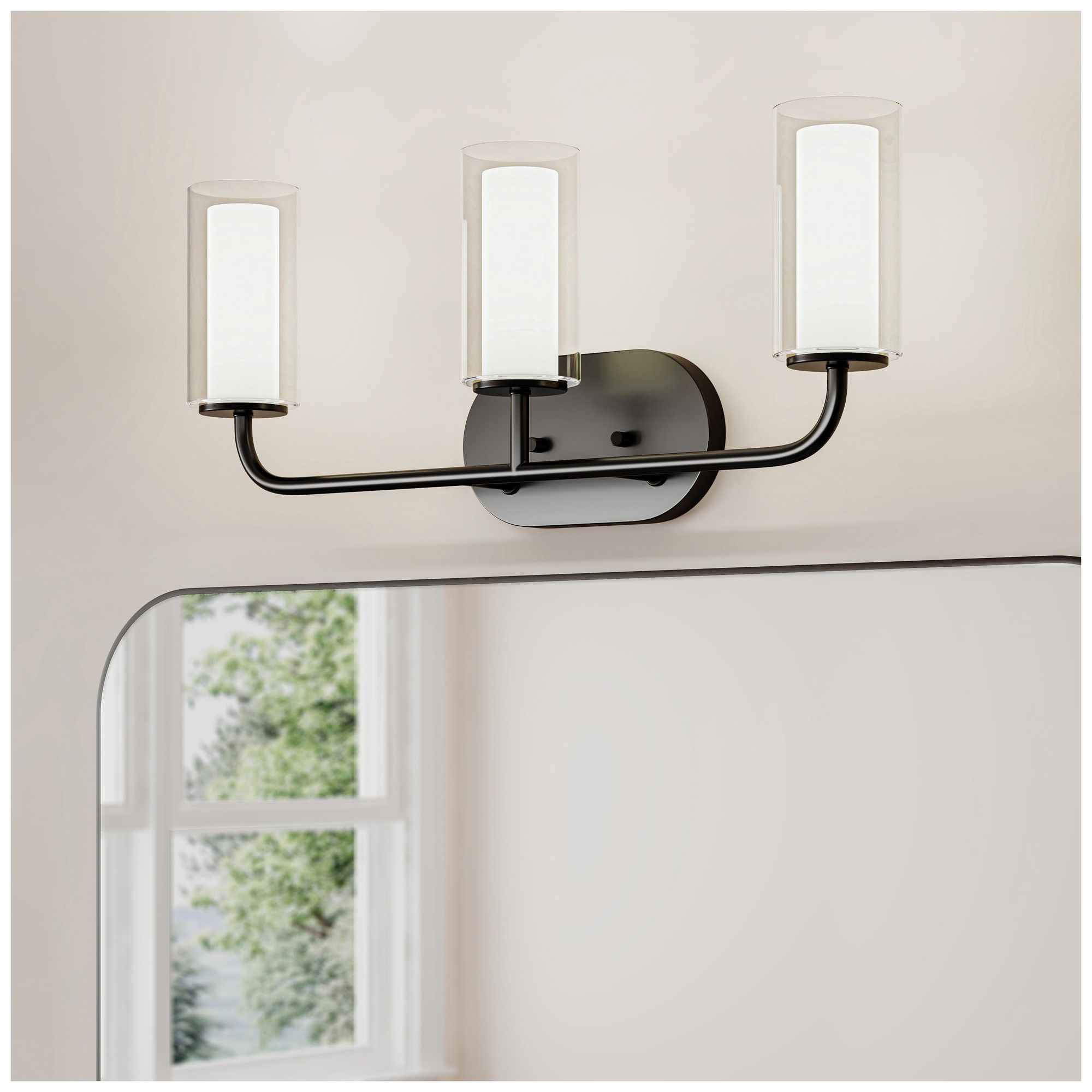 Mack Three-Light Vanity Light with Layered Glass Shades