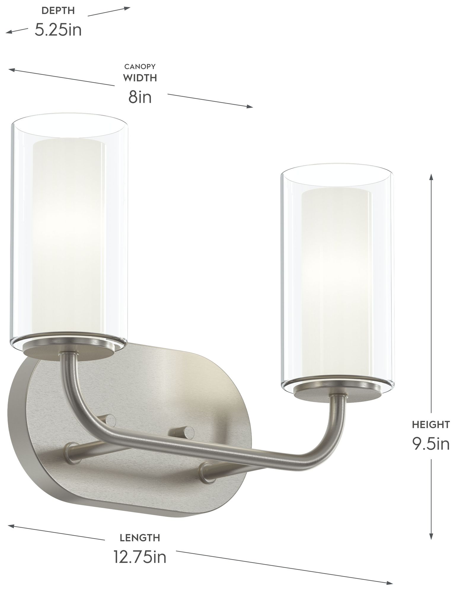 Image 6 Mack Two-Light Vanity Light with Layered Glass Shades more views