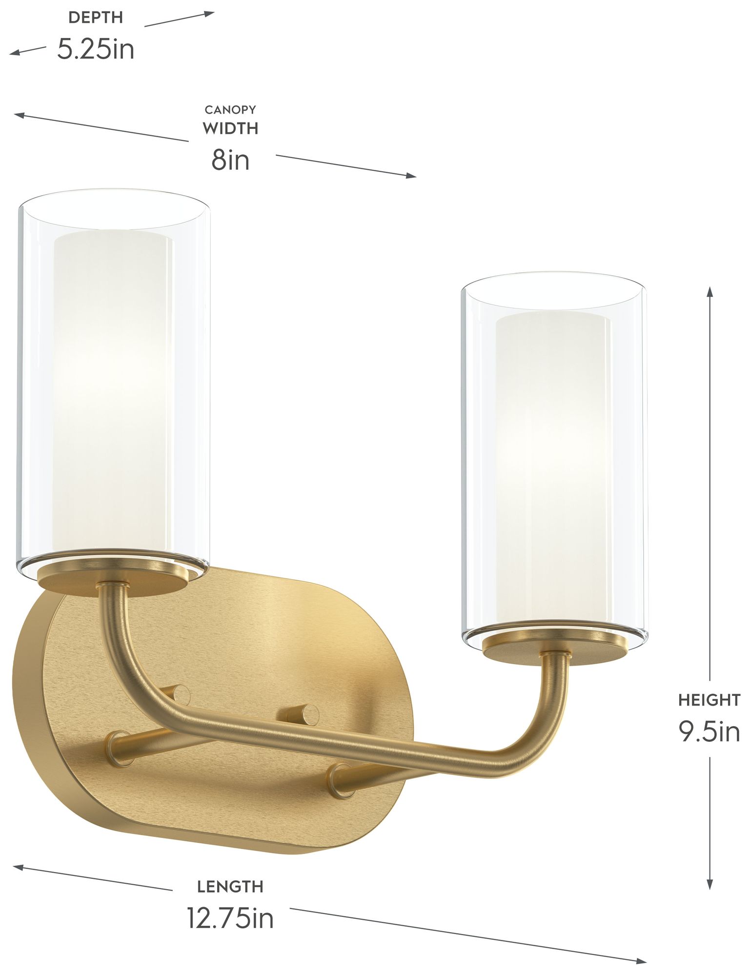 Image 6 Mack Two-Light Vanity Light with Layered Glass Shades more views