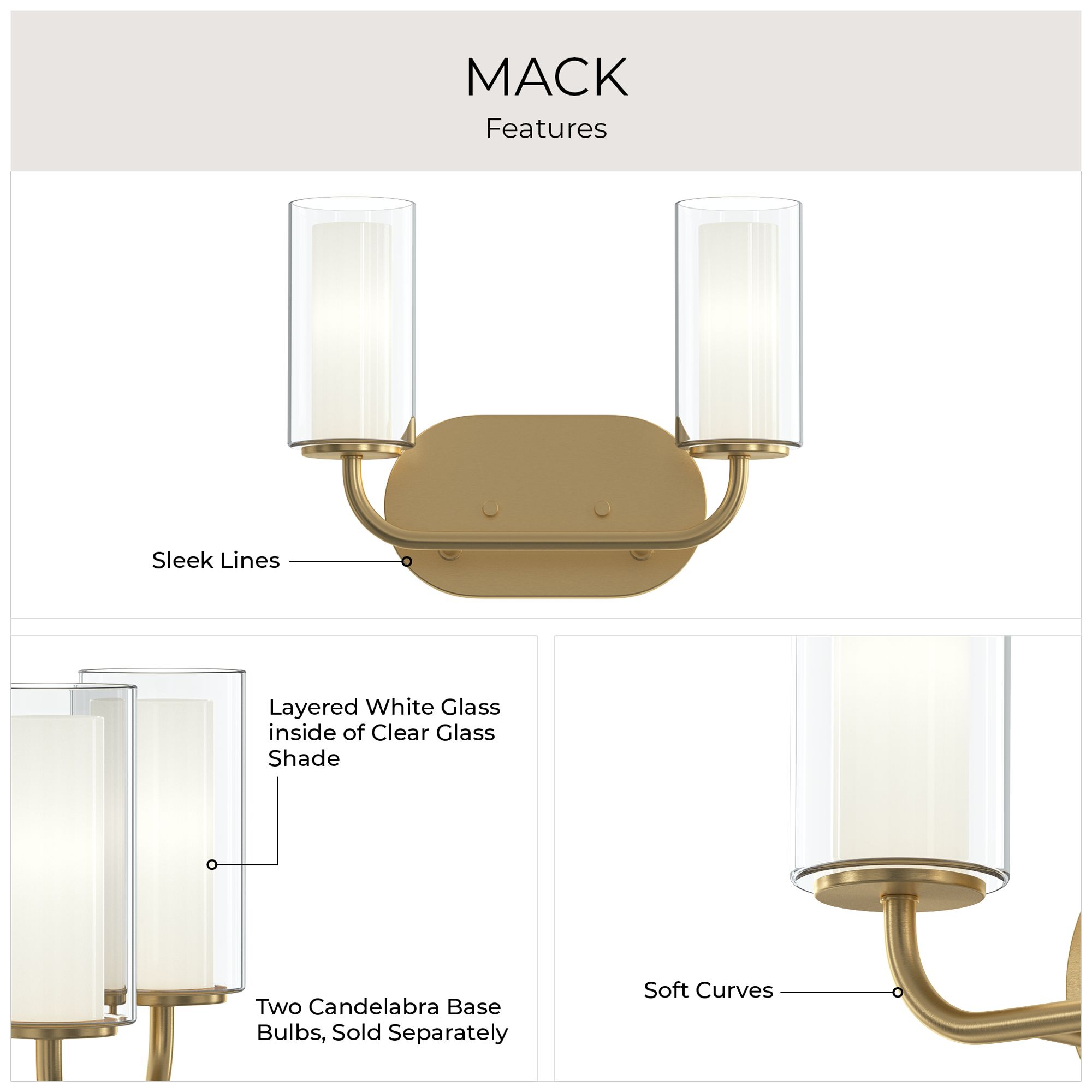 Mack Two-Light Vanity Light with Layered Glass Shades