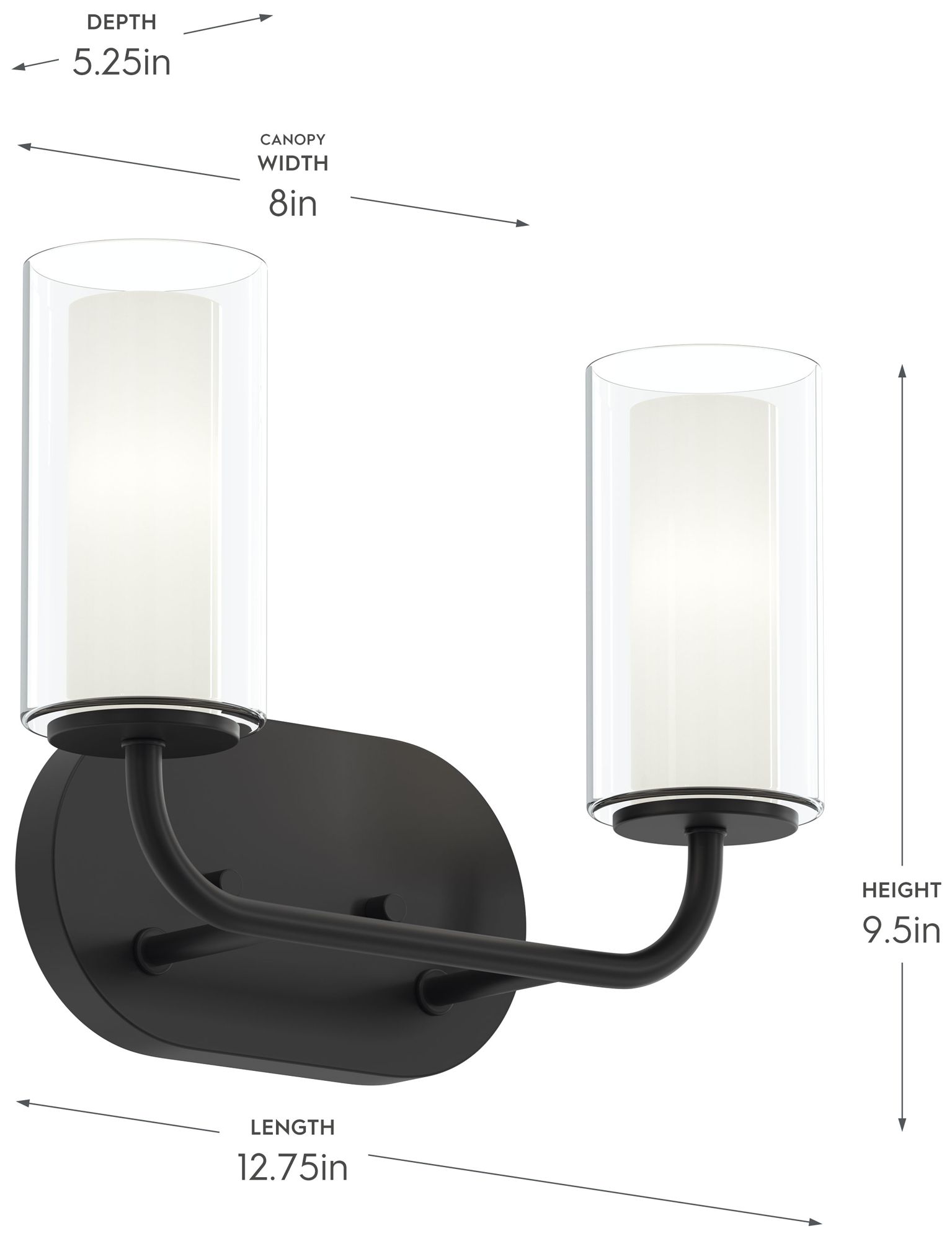 Image 6 Mack Two-Light Vanity Light with Layered Glass Shades more views