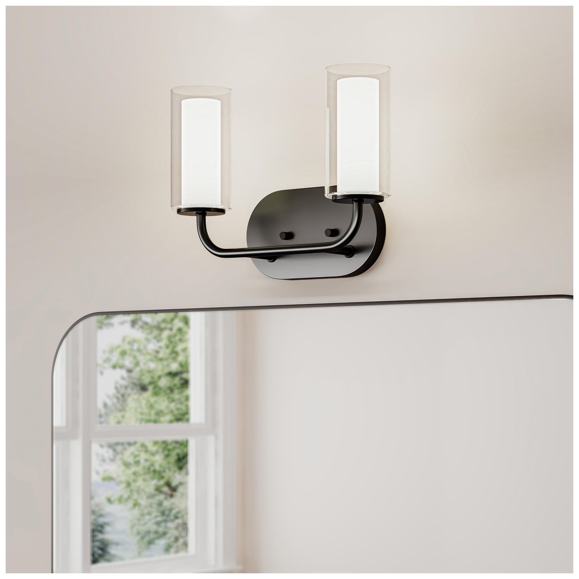 Mack Two-Light Vanity Light with Layered Glass Shades
