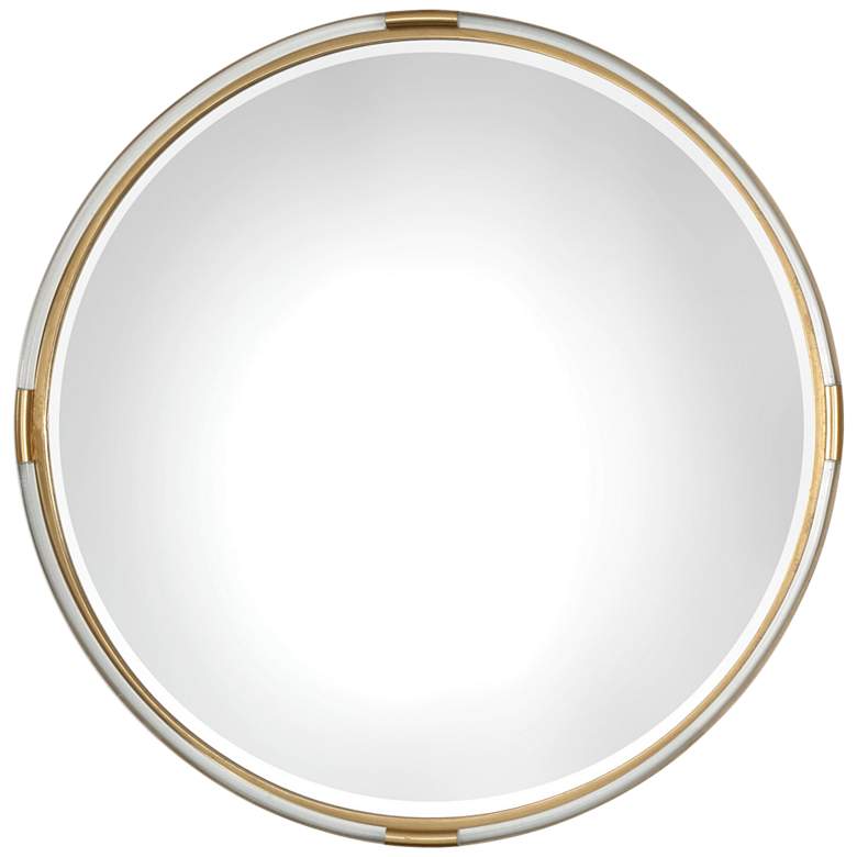 Mackai Metallic Gold Leaf 37 1/2&quot; Round Wall Mirror