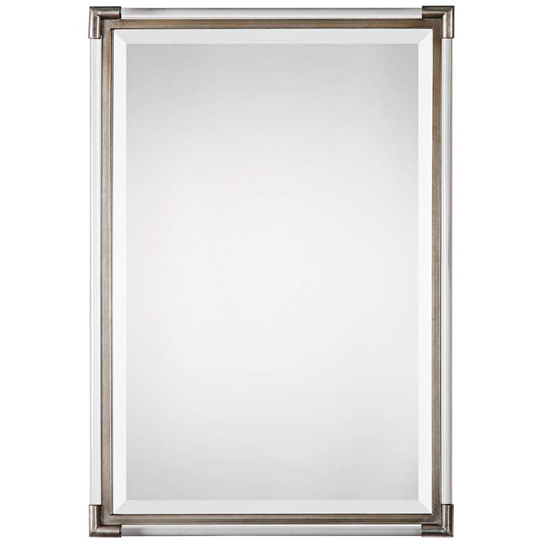 Image 2 Mackai Metallic Silver Leaf 23 inch x 32 3/4 inch Wall Mirror