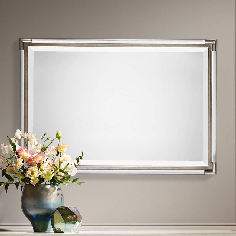 Image 1 Mackai Metallic Silver Leaf 23" x 32 3/4" Wall Mirror
