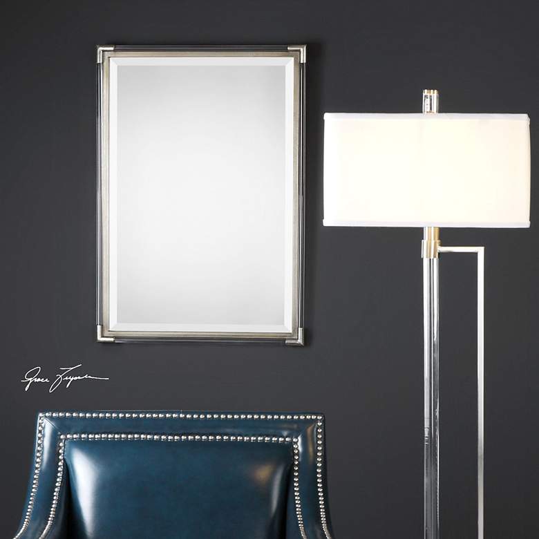 Image 3 Mackai Metallic Silver Leaf 23" x 32 3/4" Wall Mirror more views