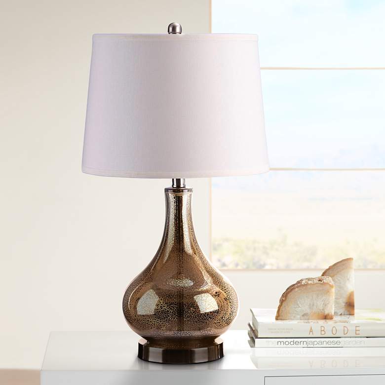 Image 1 Mackenzie Gold Mercury Glass Gourd LED Table Lamp