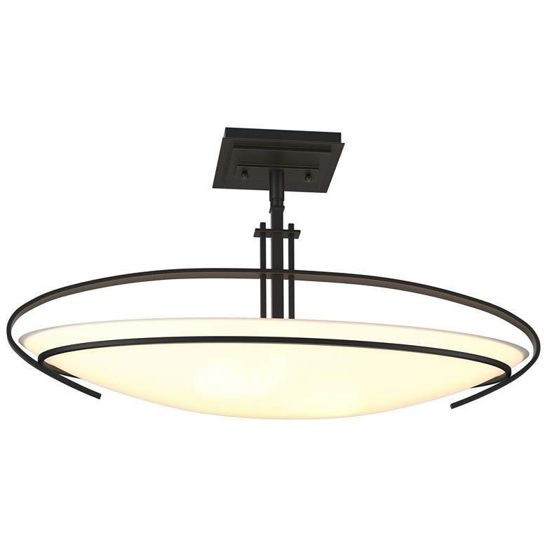 Image 1 Mackintosh 23.6" Wide Black Semi-Flush With Opal Glass Shade
