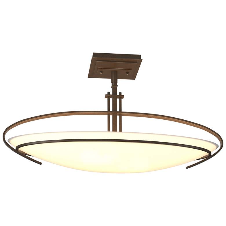 Image 1 Mackintosh 23.6" Wide Bronze Semi-Flush With Opal Glass Shade