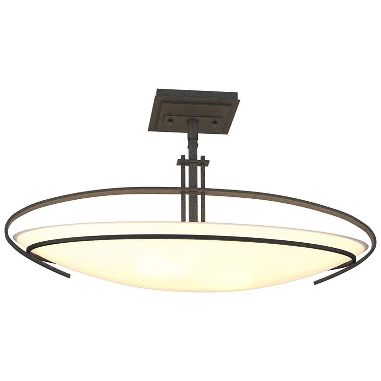 Image 1 Mackintosh 23.6" Wide Natural Iron Semi-Flush With Opal Glass Shade