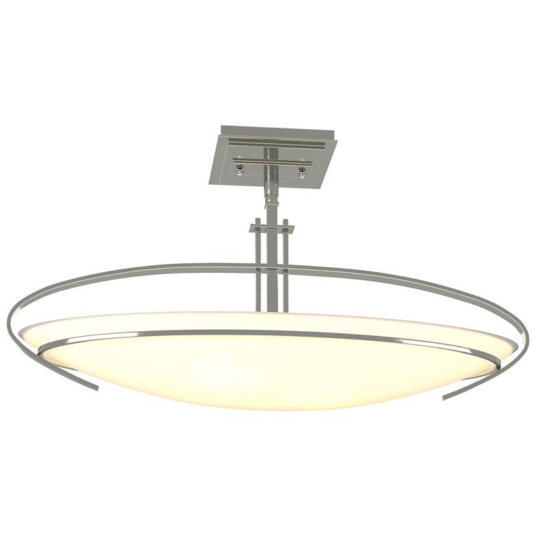 Image 1 Mackintosh 23.6" Wide Sterling Semi-Flush With Opal Glass Shade
