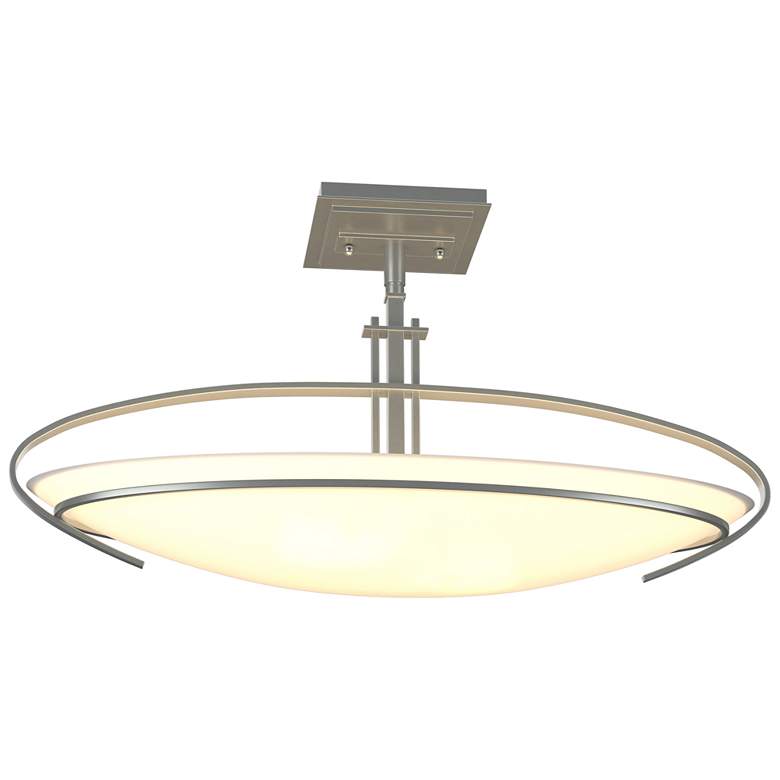 Image 1 Mackintosh 23.6" Wide Vintage Platinum Semi-Flush With Opal Glass Shad