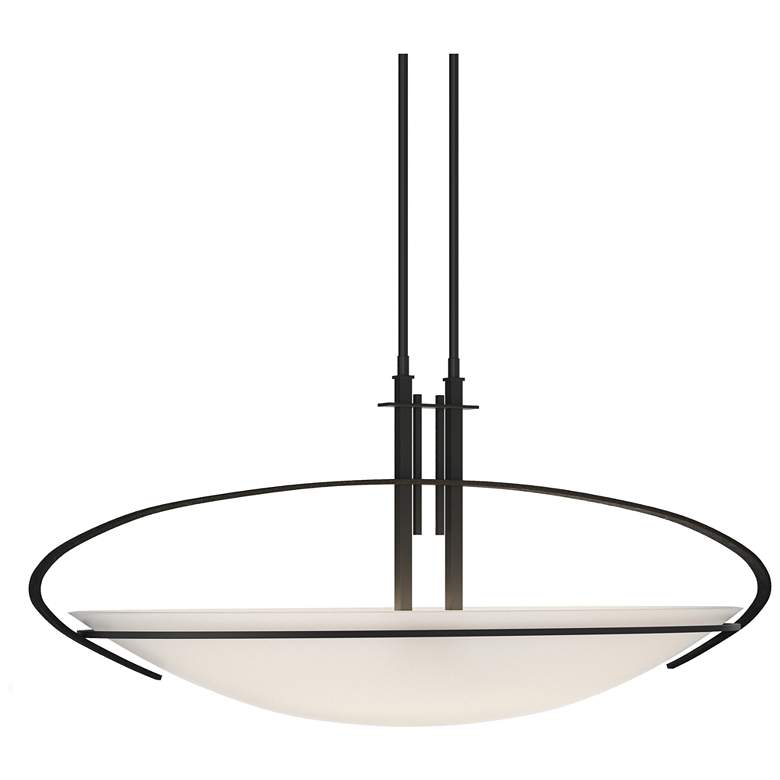 Image 1 Mackintosh 32.5 inch Wide Black Long Pendant With Opal Glass Shade