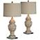 Macon Gray and Cream Distressed Table Lamps Set of 2