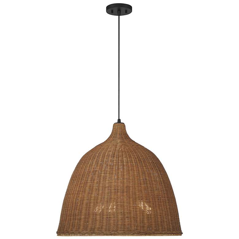 Image 1 Macra 23" Wide Dark Brown Wicker 3-Light Pendant