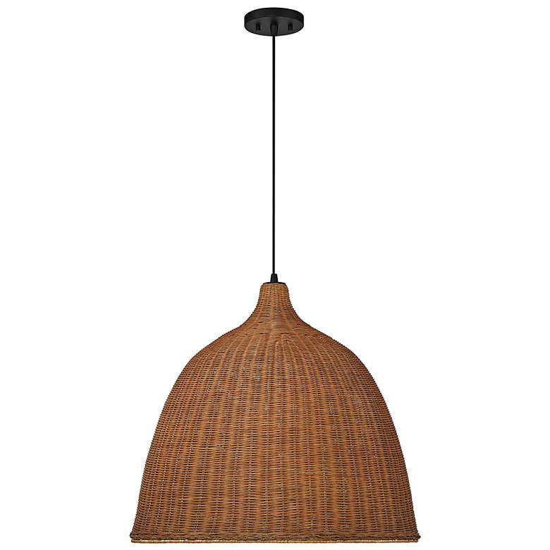 Image 3 Macra 23" Wide Dark Brown Wicker 3-Light Pendant more views
