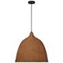 3_Macra 23" Wide Dark Brown Wicker 3-Light Pendant more views