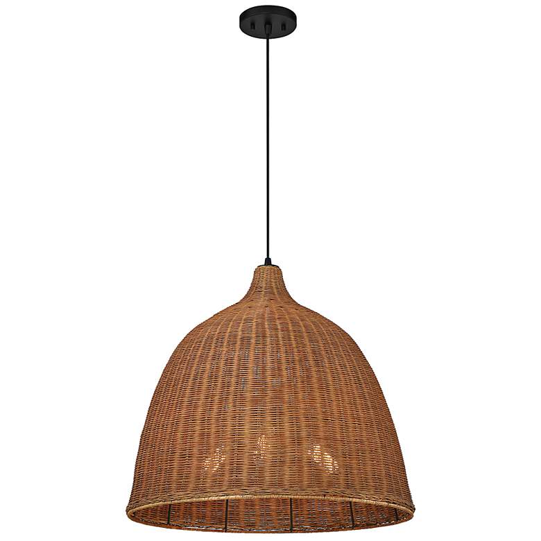 Image 4 Macra 23" Wide Dark Brown Wicker 3-Light Pendant more views