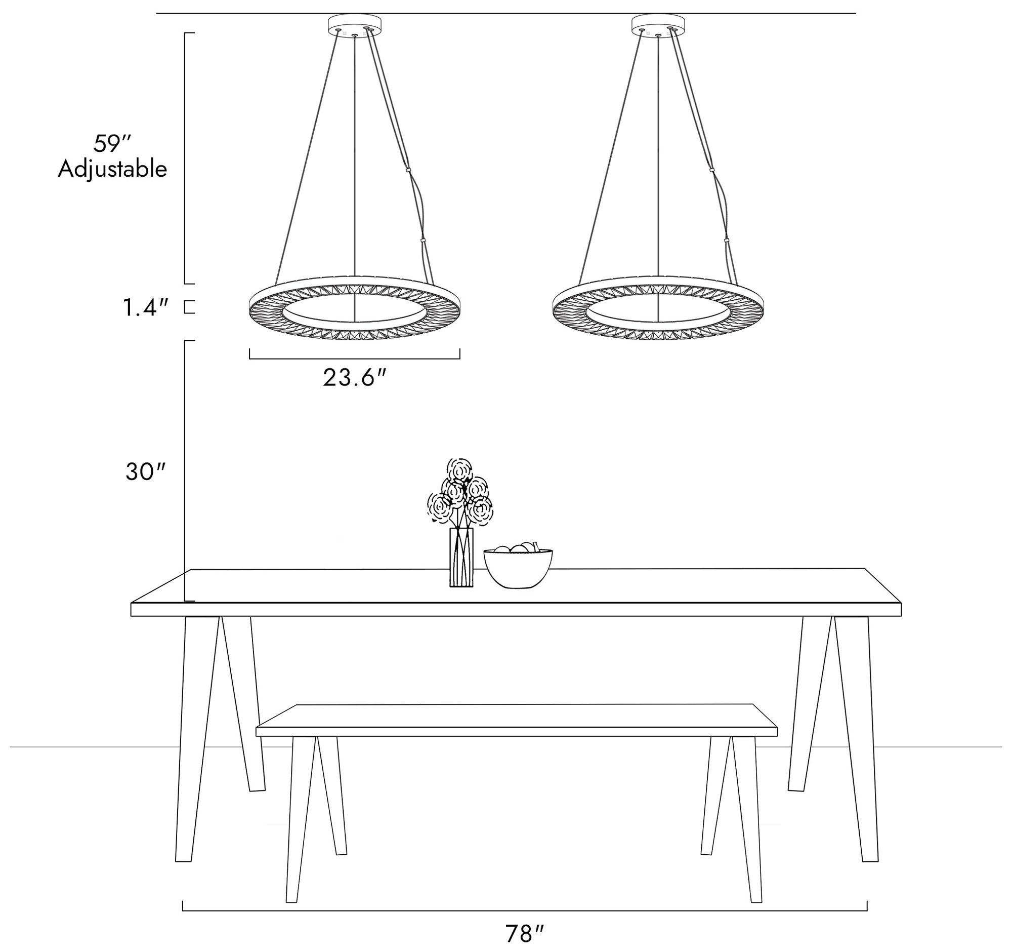 Macrobotrys 23 1/2"W Plating Brass LED Ring Pendant Light - Made to Order
