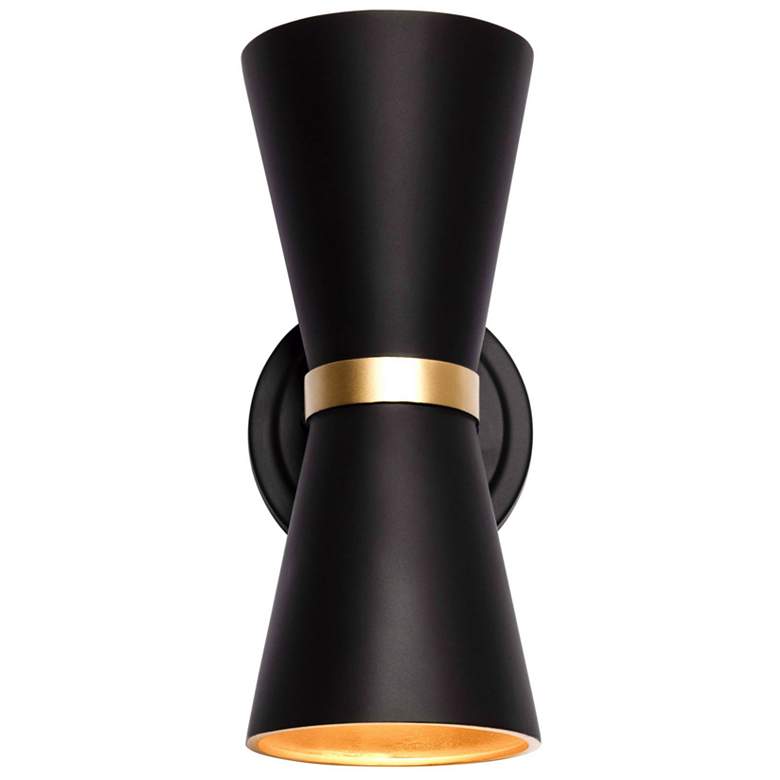 Image 1 Mad Hatter 2-Lt Sconce - Matte Black/French Gold