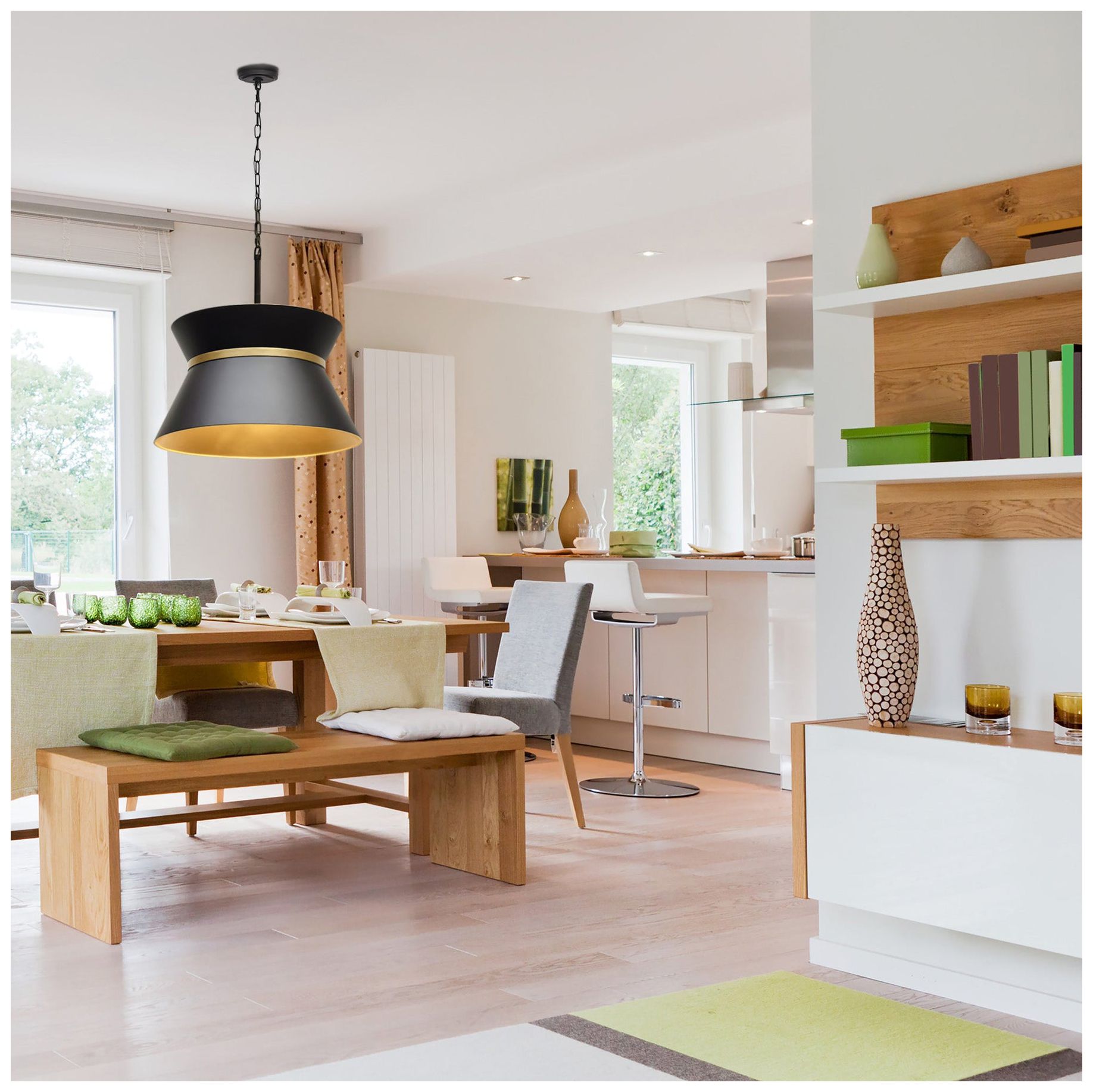 Image 4 Mad Hatter 4-Lt Pendant - Matte Black/French Gold more views