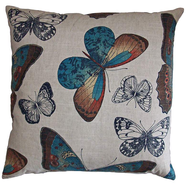Image 1 Madame Butterfly Turquoise 24 inch Square Decorative Pillow