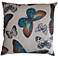 Madame Butterfly Turquoise 24" Square Decorative Pillow