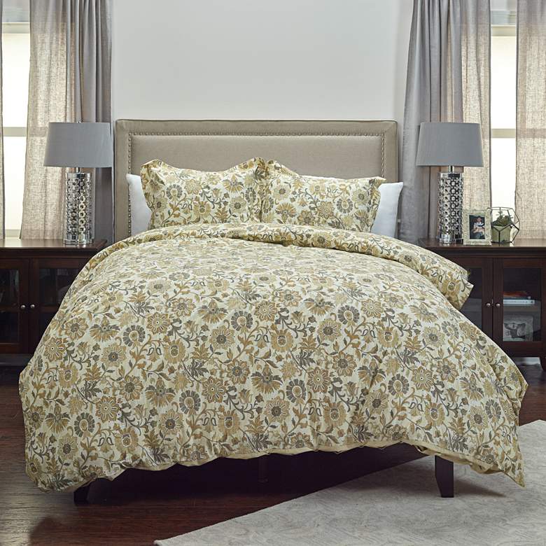 Image 1 Madame Fleur 3-Piece Tan Twin Comforter Set