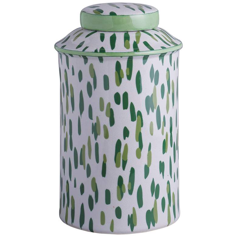 Image 1 Madcap Cottage Mill Reef Palm Emerald 15" High Lidded Jar