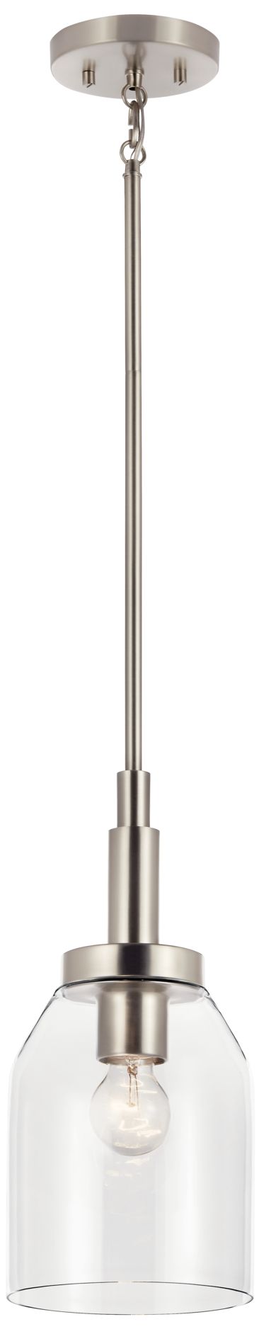Madden 15 Inch 1 Light Mini Pendant with Clear Glass in Brushed Nickel
