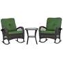 2_Madden 3-Piece Rattan Outdoor Green Rocking Chair Set With Coffee Table