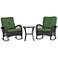 Madden 3-Piece Rattan Outdoor Green Rocking Chair Set With Coffee Table