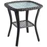 Madden 3-Piece Rattan Outdoor Green Rocking Chair Set With Coffee Table