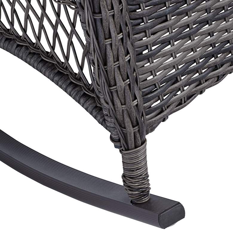 Image 6 Madden 3-Piece Rattan Outdoor Green Rocking Chair Set With Coffee Table more views