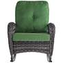 Madden 3-Piece Rattan Outdoor Green Rocking Chair Set With Coffee Table