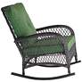 Madden 3-Piece Rattan Outdoor Green Rocking Chair Set With Coffee Table